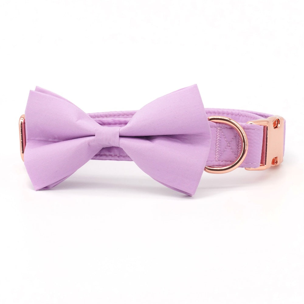Customize Your Dog's Look with Solid Purple Dog Collar Bow & Engraving