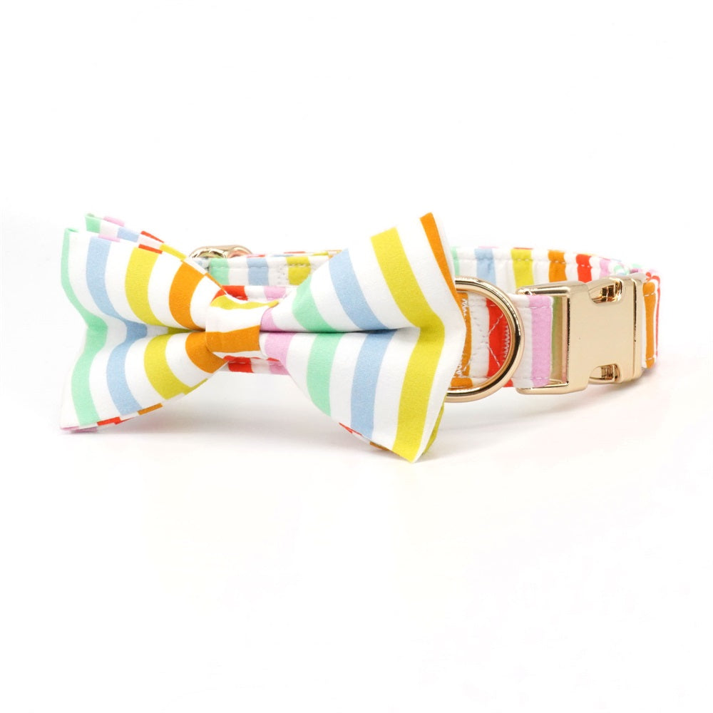 Look Sharp! Customize Your Dog's Look with a Colorful Stripe Bow Tie Collar
