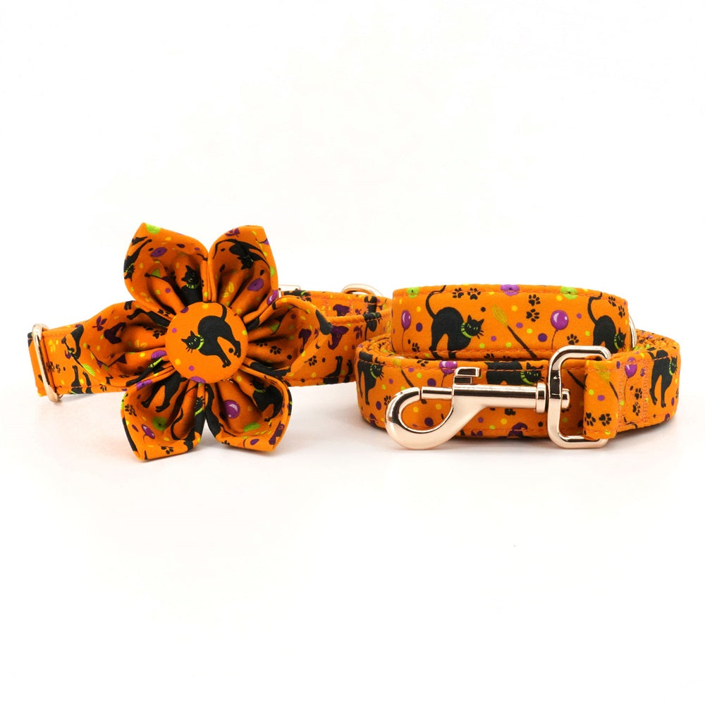 Spook Up Your Pet's Collar this Halloween - Personalized Orange Dog Flower Collar!