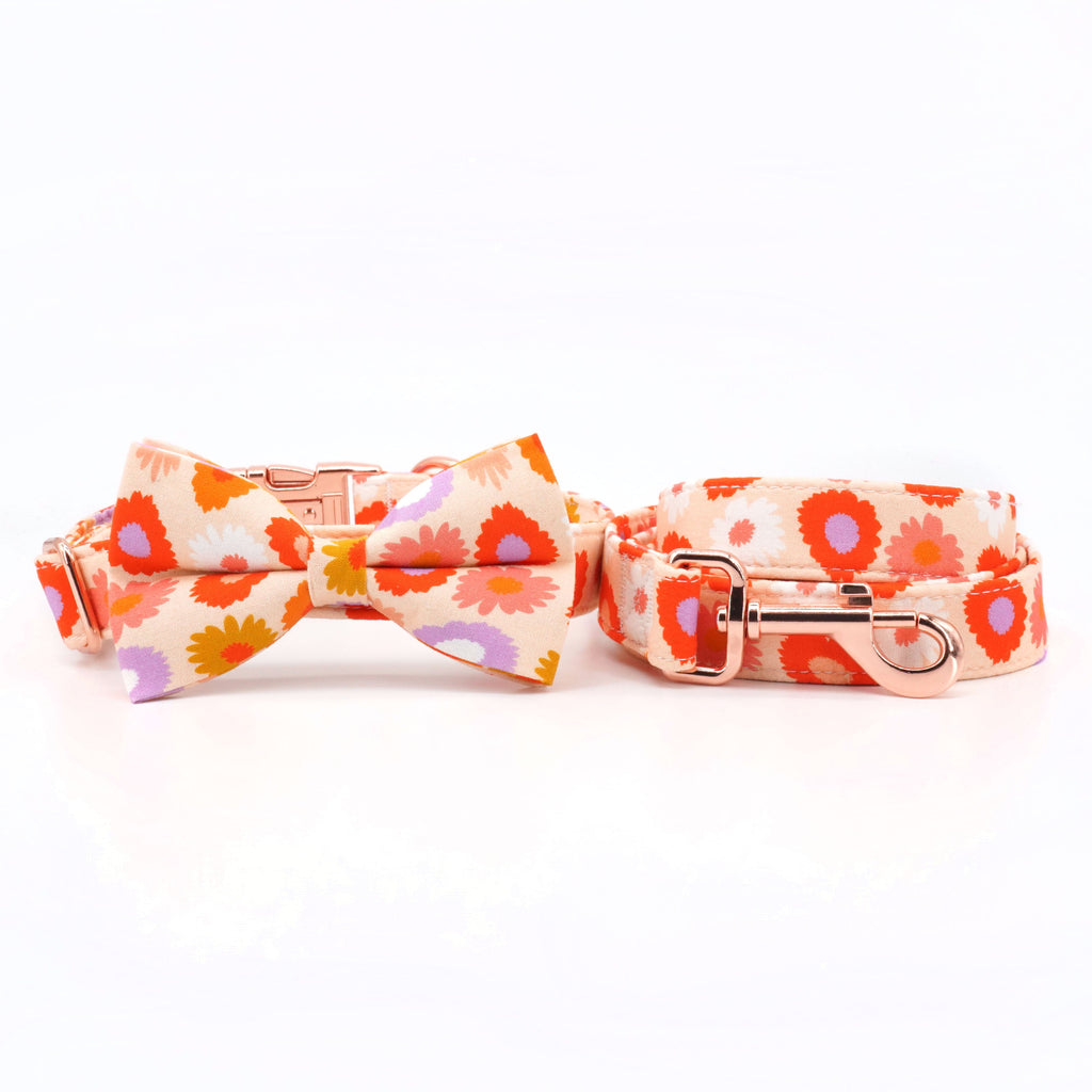 Add Retro Flair to Your Pup: Floral Dog Collar & Bow Leash Set