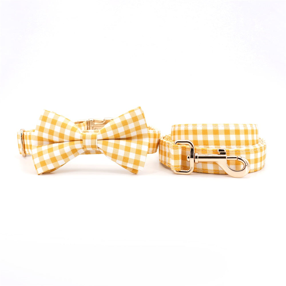 Add Pizazz to Your Pup with a Custom Yellow Gingham Bowtie!