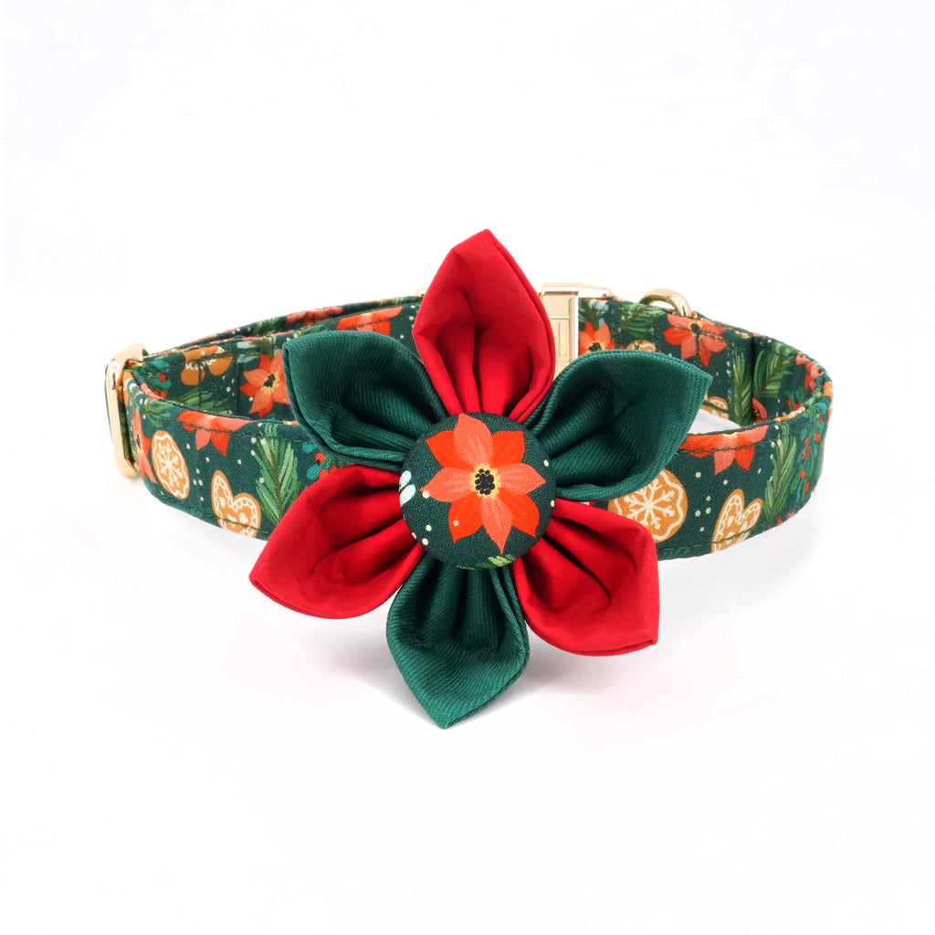Christmas Holiday Dog Collar with detachable flower