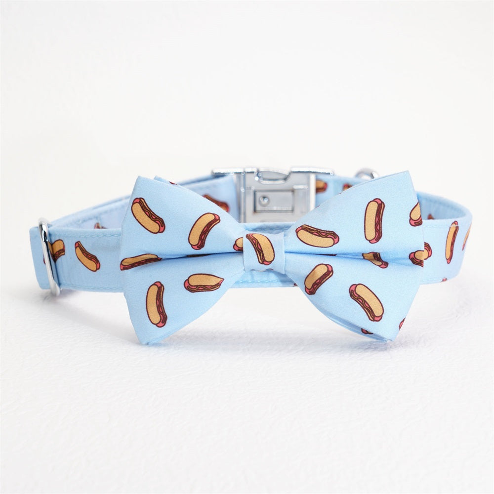 Hot Dog Dog Collar Wiener Collar with BowTie