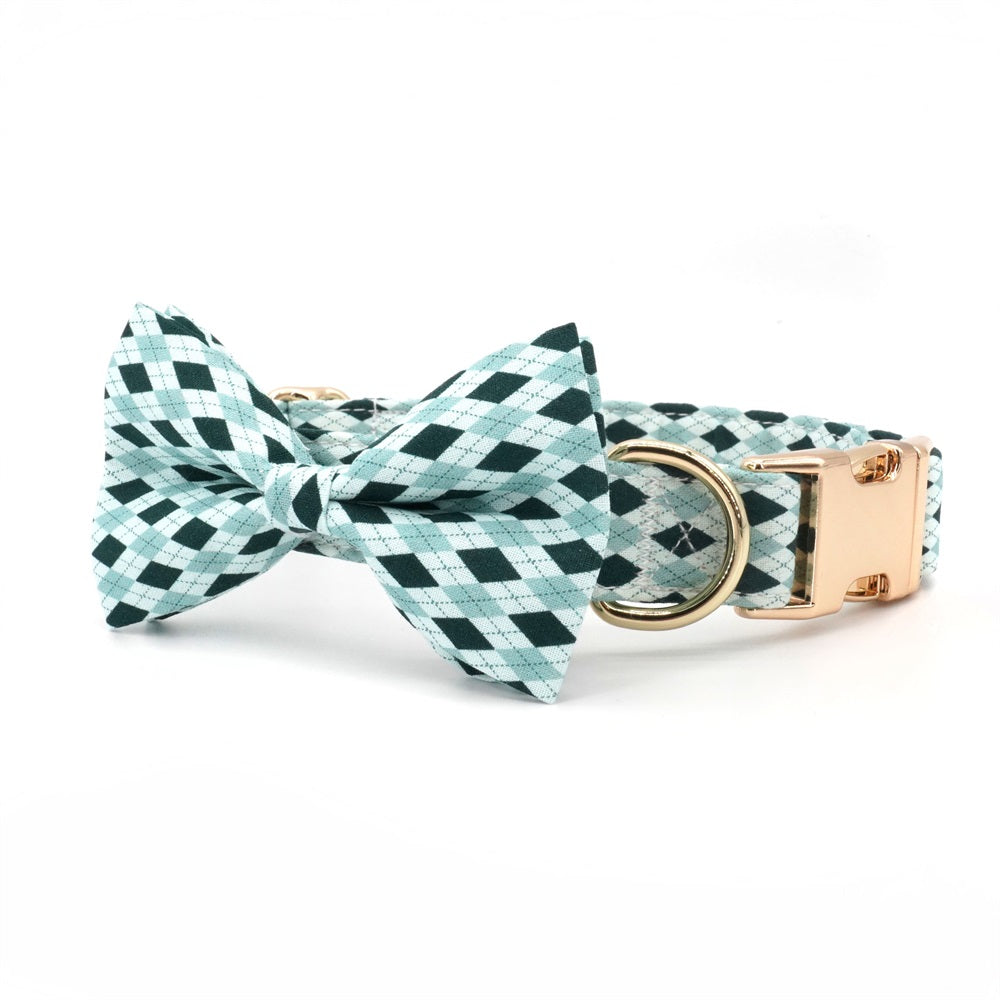 plaid dog bow tie 