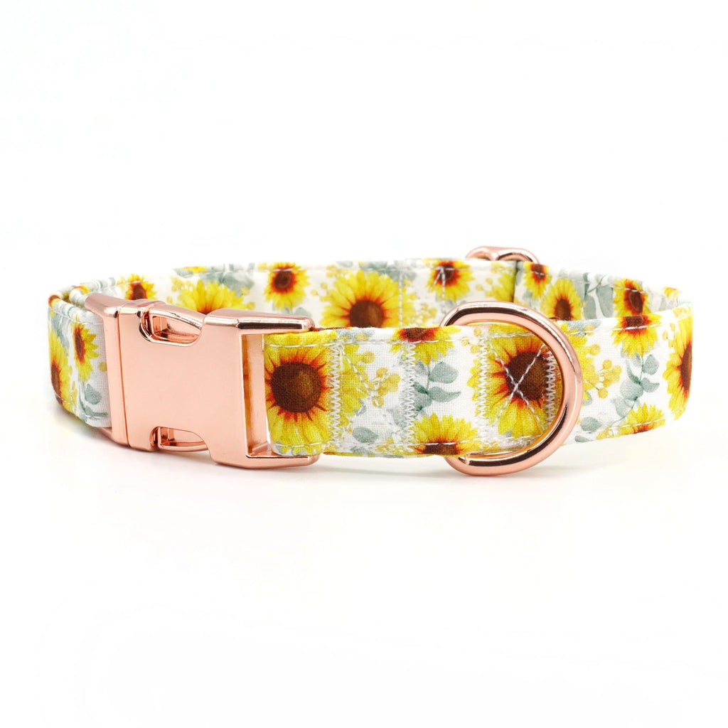 Engraved sunflower collar with bows for dogs gifts