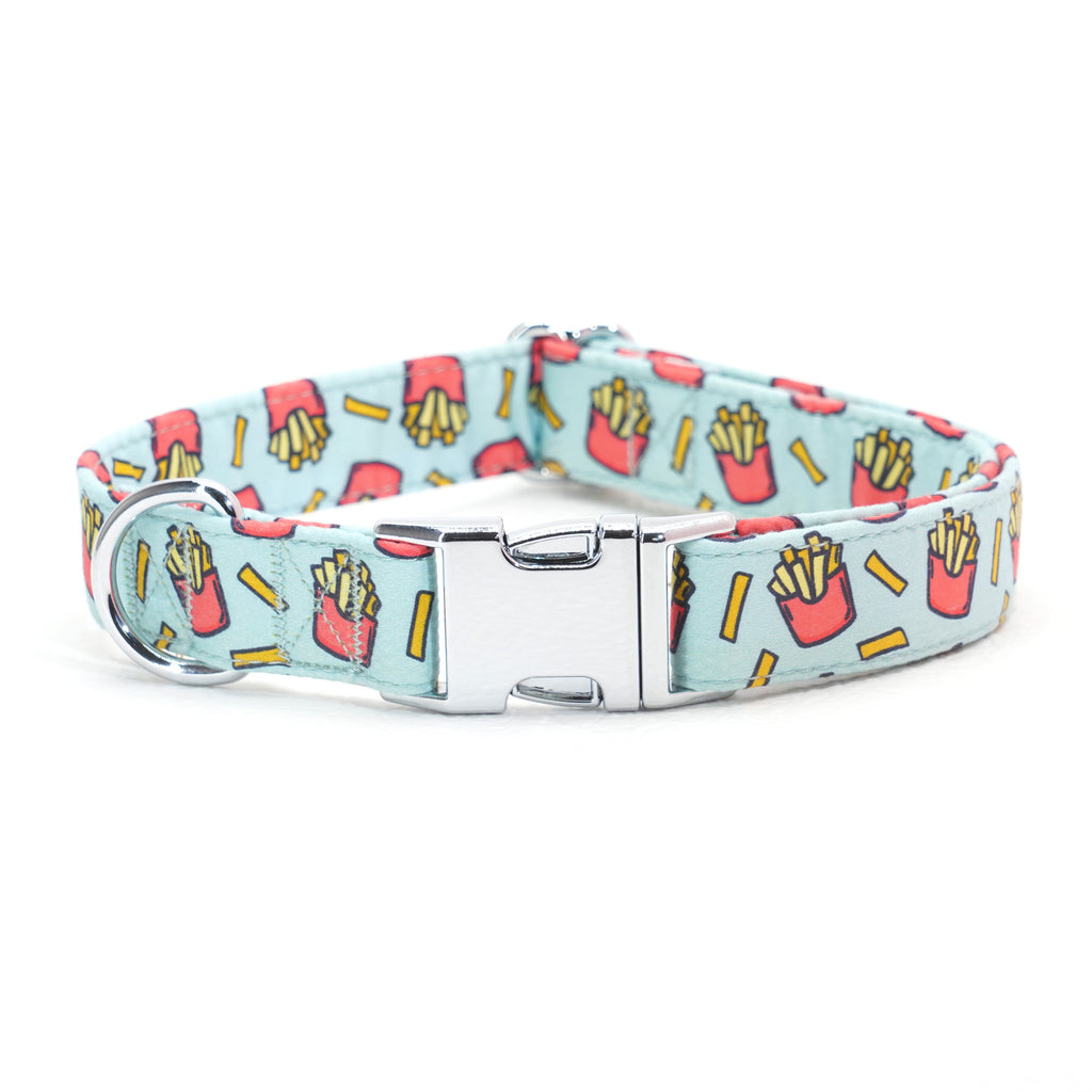 french fries dog collar with personalized buckle