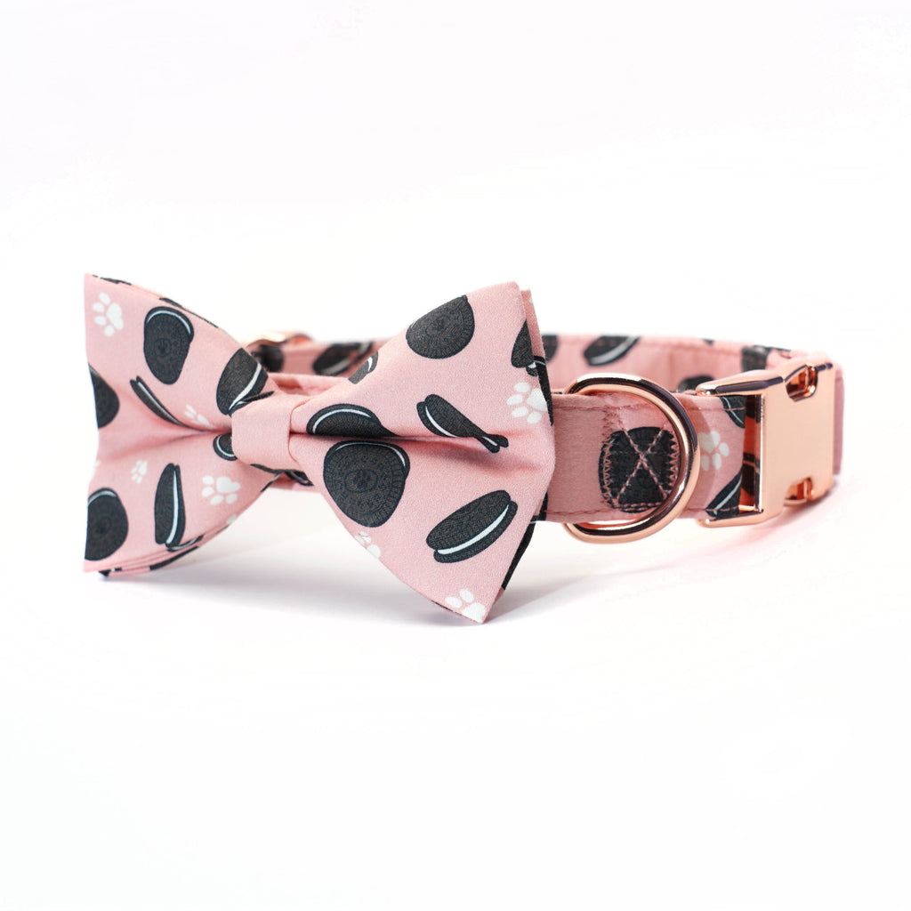 pink cookie dog bow tie collar