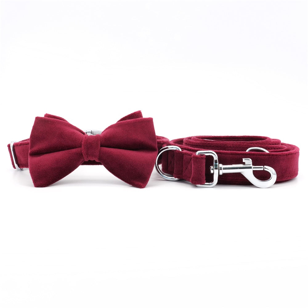 red velvet dog flower collar gift for wedding,party,holidays,to engrave with telphone no and name 