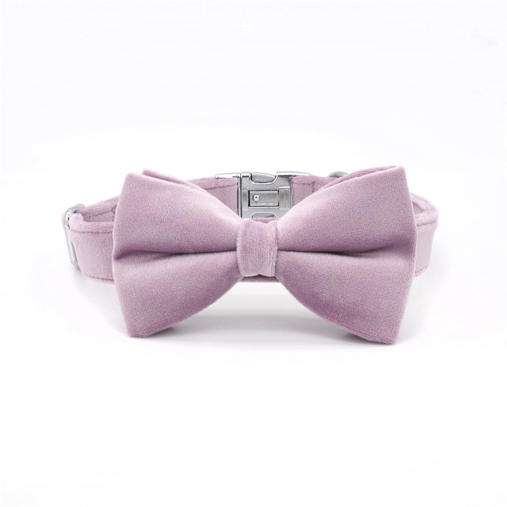 Velvet Pink Dog Bowtie Collar For pet dog wedding holiday daily useage
