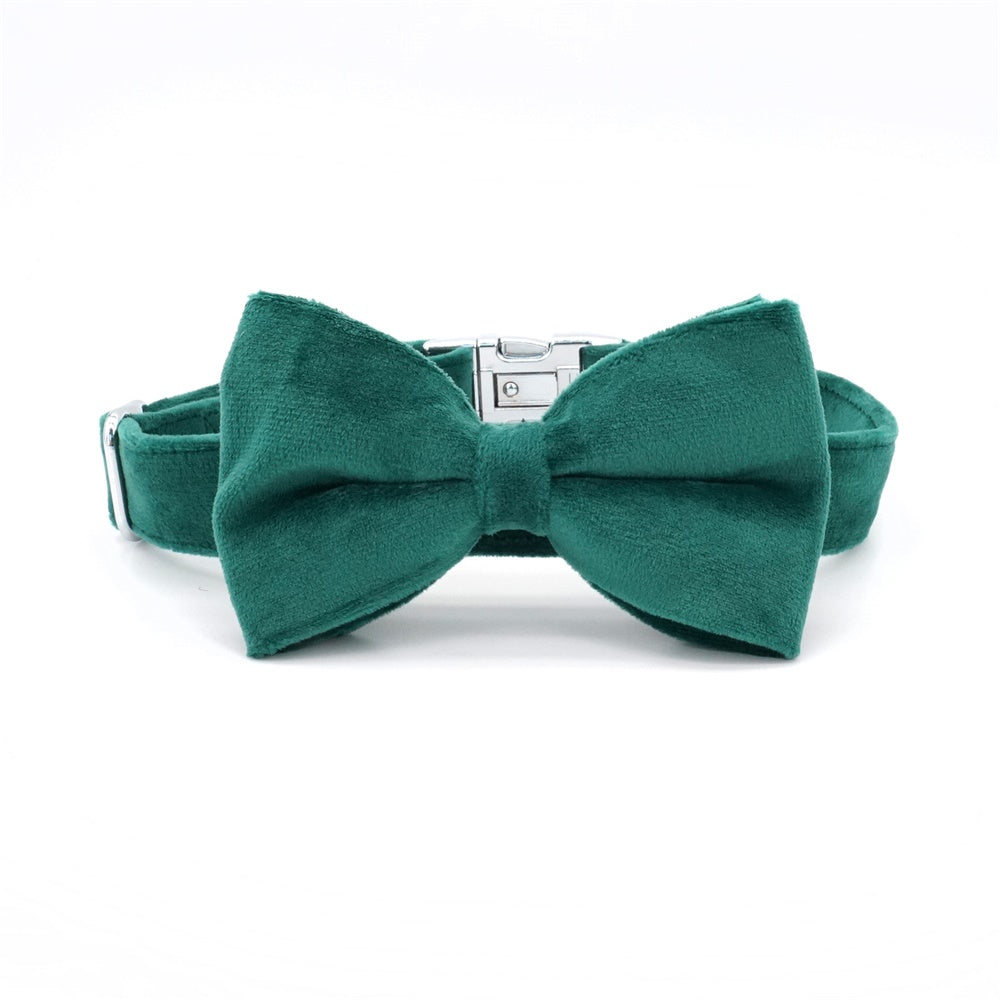 Velvet green dog bowtie collar for wedding,party,holidays for your pet gift