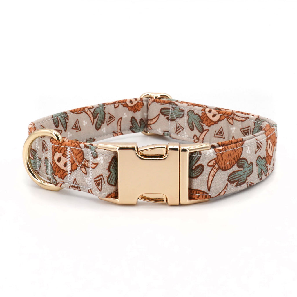Cactus and Cow Dog Bow tie Collar,Engraved Option
